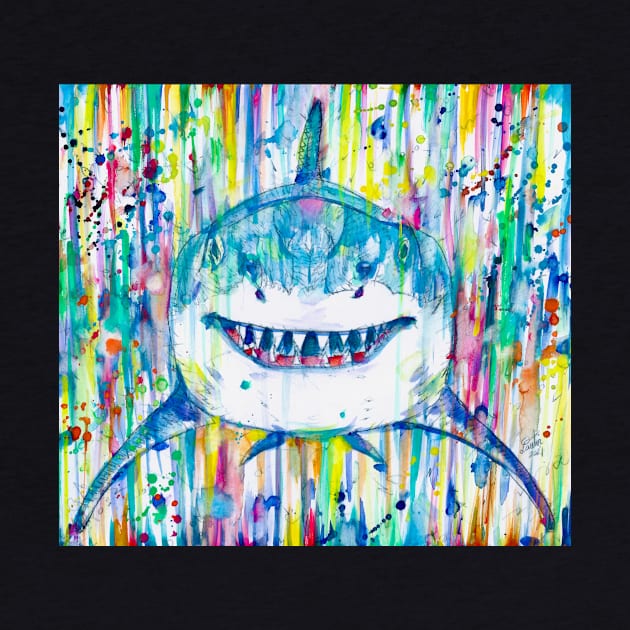 HAPPY SHARK - watercolor portrait by lautir